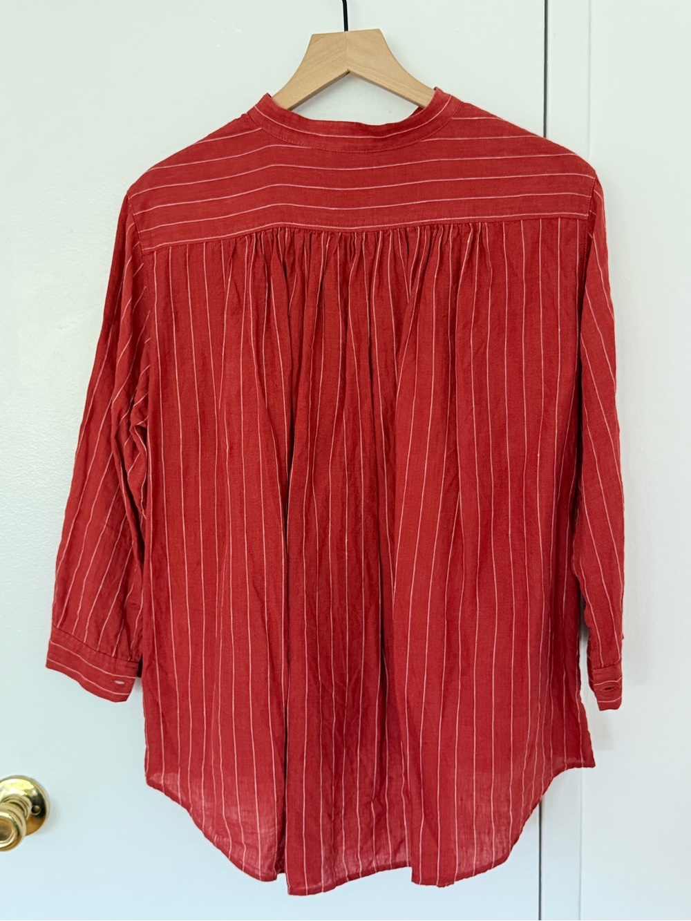 Muni linen pinstripe top Red L - Picture 4 of 9